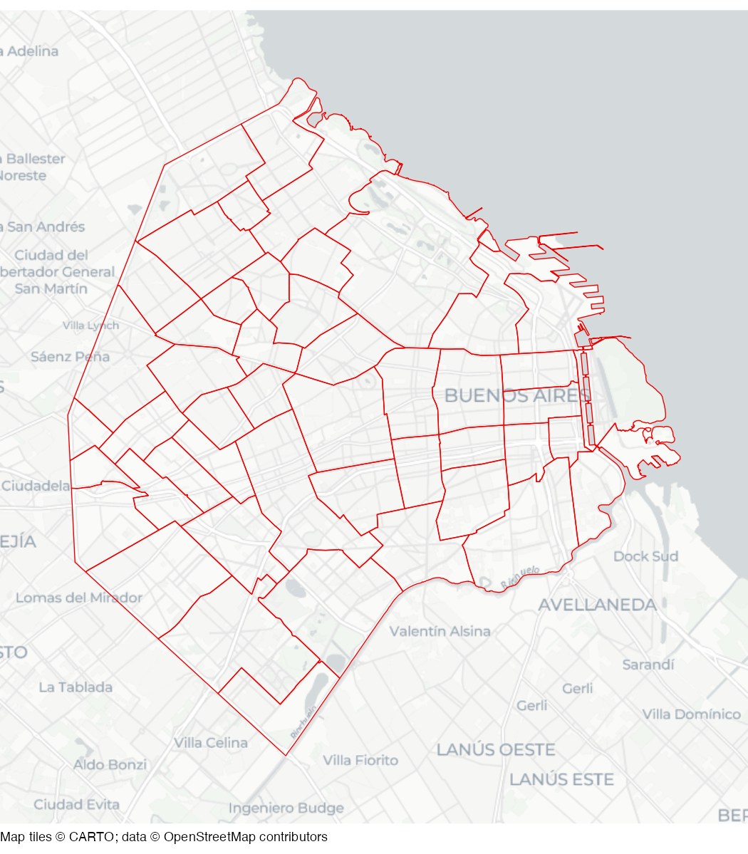 Map of buenos Aires barrio boundaries
