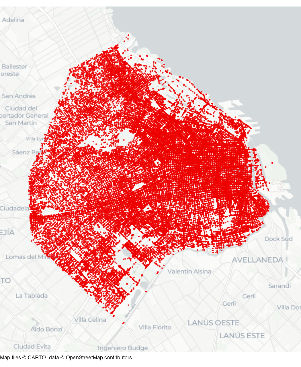 Map of buenos Aires robberies in 2023