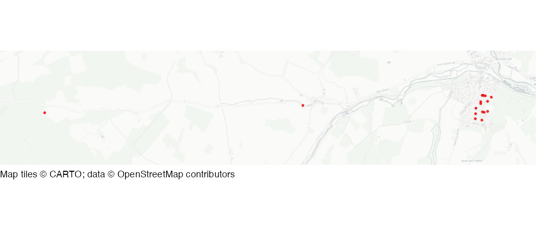 Map of shootings in the Hungerford Massacre