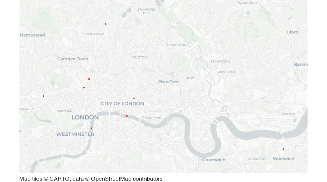 Map of fatal terrorist attacks in London